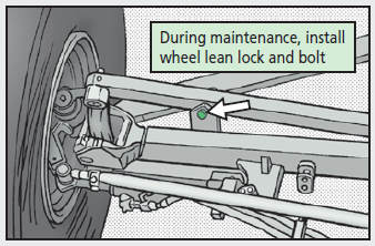 During maintenance, install wheel lean lock and bolt